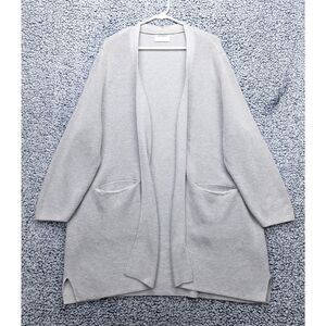 Old Navy Long Cardigan Sweater Size 3X Open Front Knit Duster Pockets Plus Gray